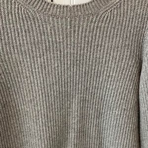 Pale Grey, size small women's part cashmere sweater with a slit up the back,